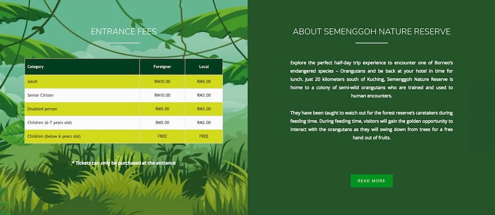 Tourism website Portfolio - Semenggoh wildlife
