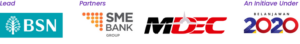 SME digitalisation BSN logo, SME bank logo, MDEC logom Belanjawan 2020 logo